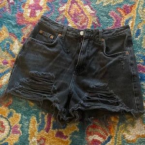 Top shop black distressed mom shorts - US SZ 6 -27” waist